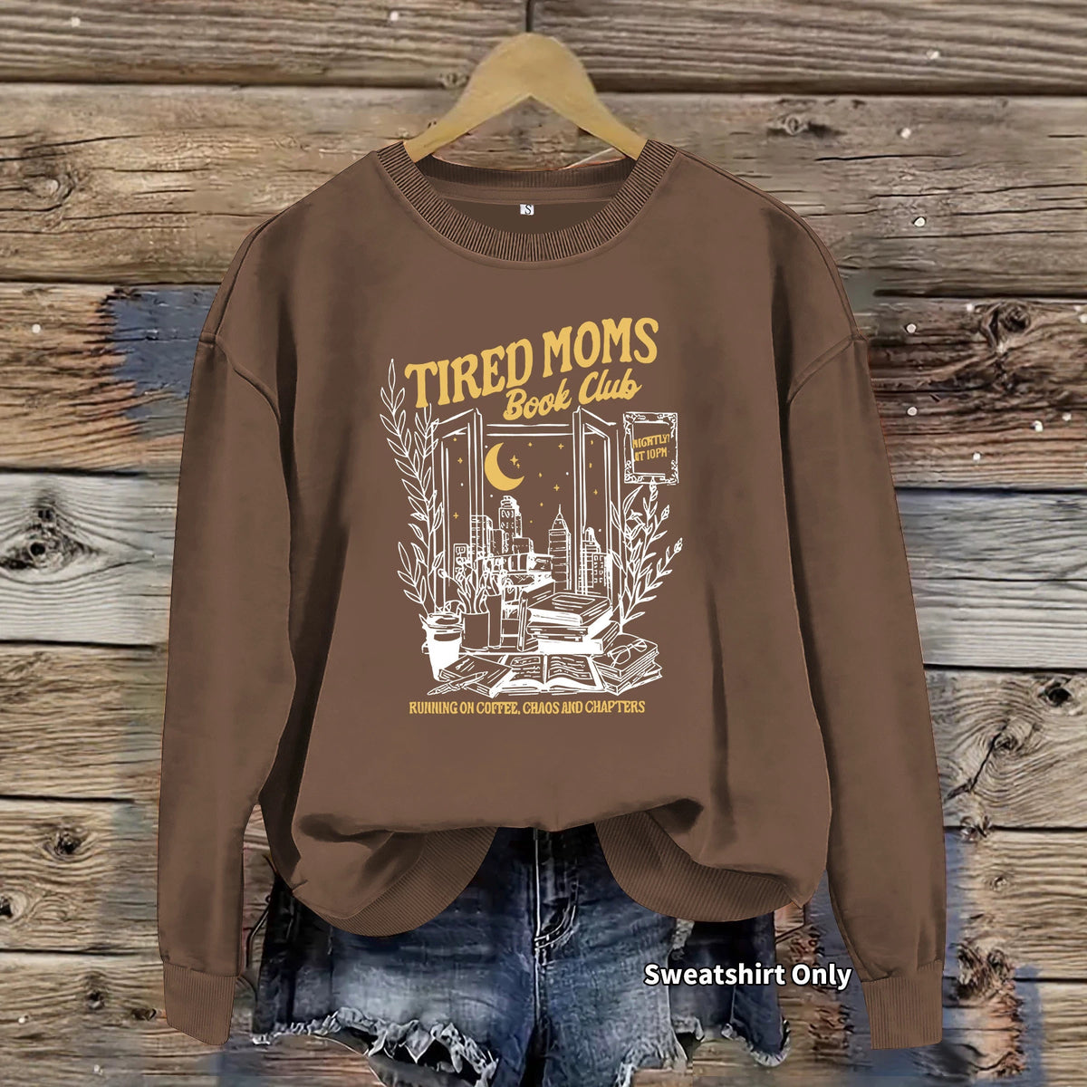 Printed round neck fleece hoodie
