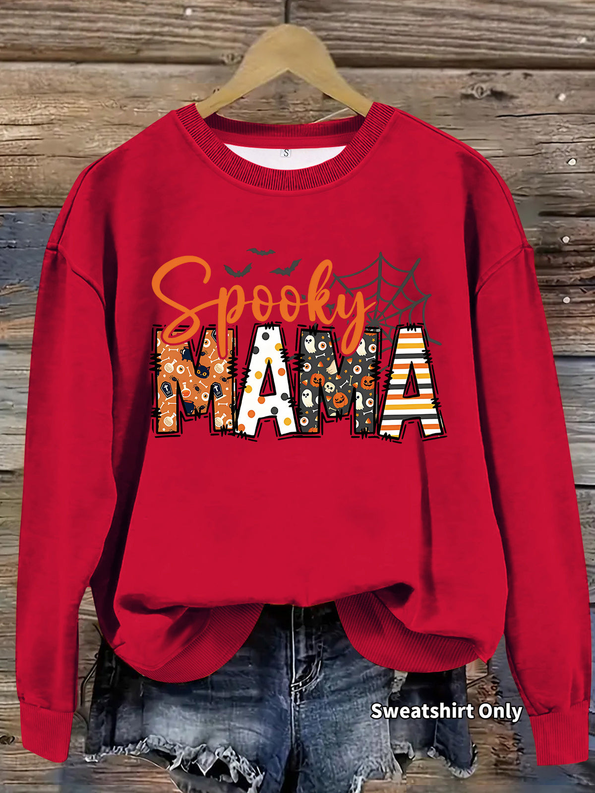 Spooky Mama Sweatshirt, Halloween Graphic Crewneck Pullover