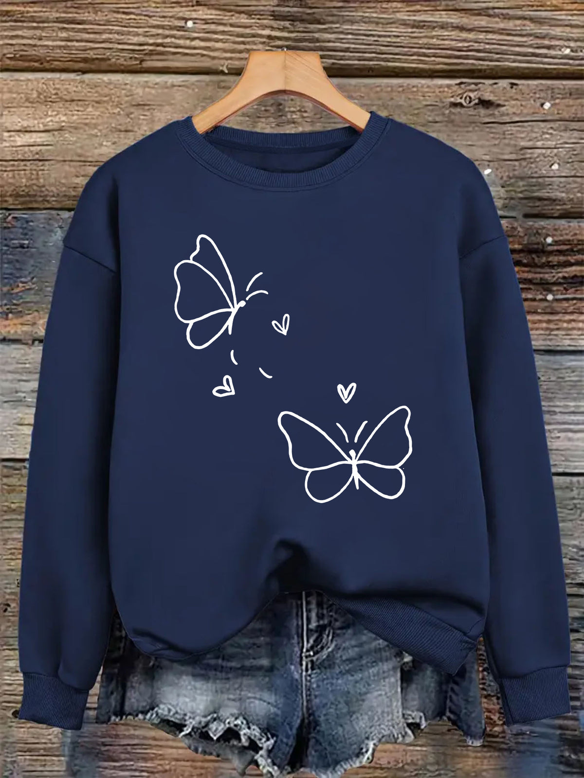 Round neck fleece hoodie
