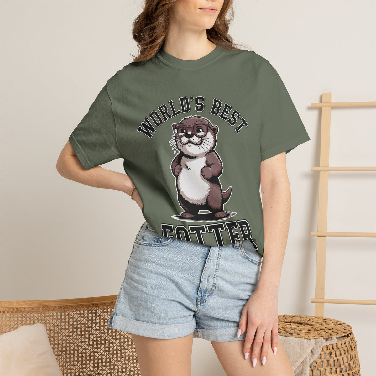 Funny Otter Dad Comfort Colors Shirt, World’s Best Fotter Graphic Tee, Cute Father’s Day Shirt, Animal Lover Dad Gift Tee