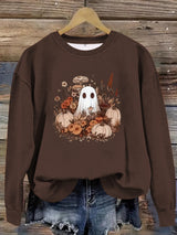 Round neck cartoon ghost print pullover sweatshirt sweatshirt sweatshirt