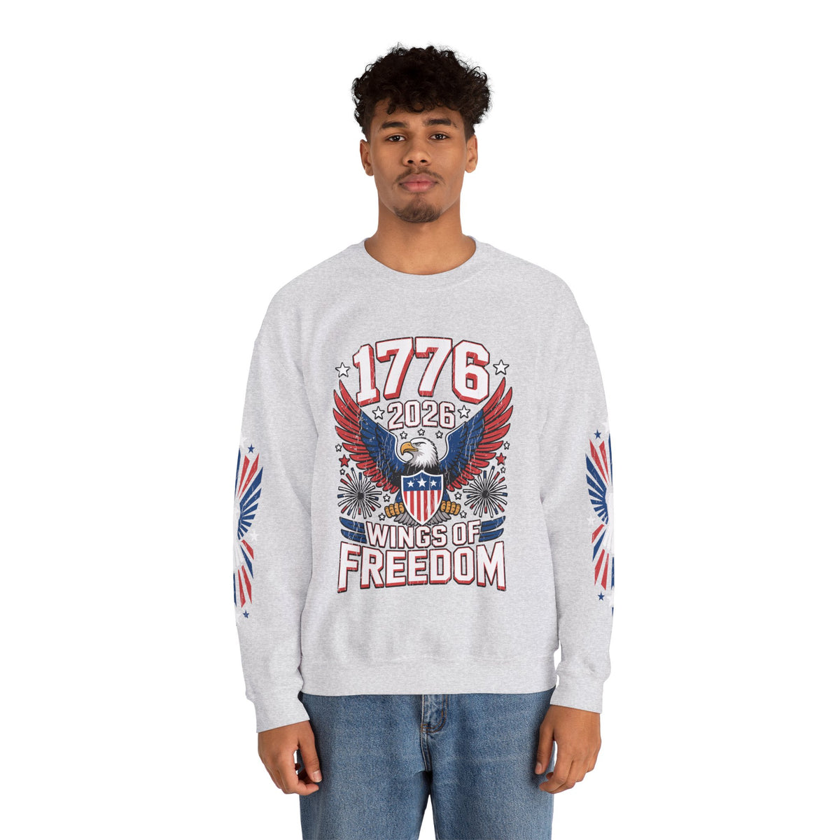 1776 Wings of Freedom Sweatshirt, Patriotic Eagle Pullover, American Flag Crewneck, USA 250th Anniversary Gift, Fourth of July Top