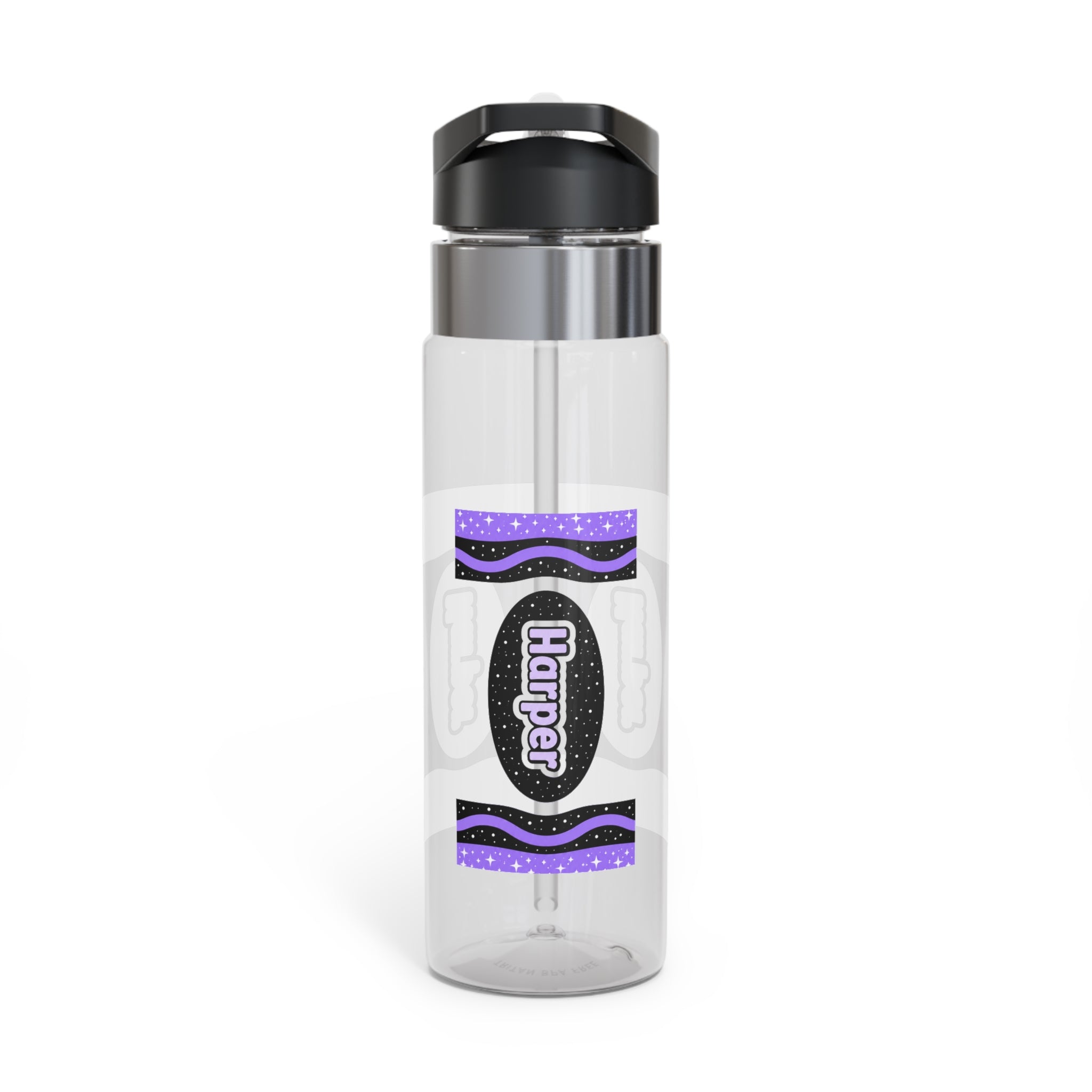 Personalized Transparent Water Bottle, Purple Star Drink Bottle for Girls, Cute School Water Bottle, Back to School Gift