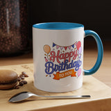 Happy Birthday to You Coffee Mug, Pink and Blue Balloons with Party Bunting, Cheerful Gift for a Sister or Best Friend's Daily Coffee Break