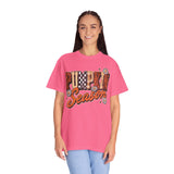 Pumpkin Season Shirt, Retro Leopard Checker Fall Graphic Tee, Cute Autumn Gift for Women, Cozy Thanksgiving October Outfit for Her