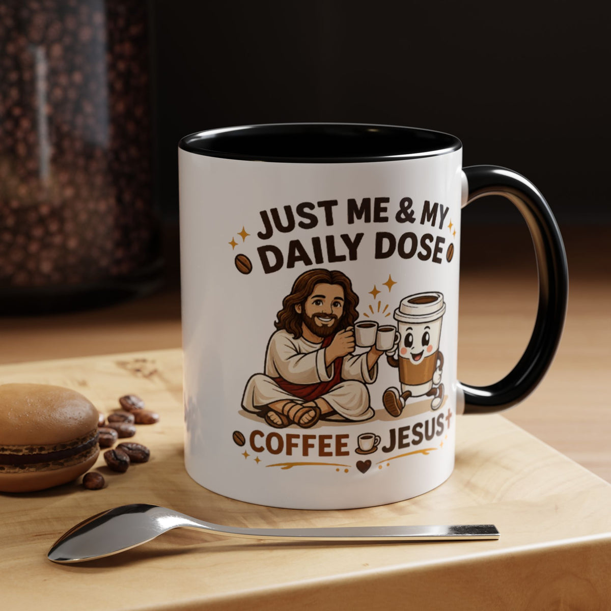 Christian Coffee Lover Mug, Just Me and My Daily Dose Coffee and Jesus Mug, Faith Based Coffee Mug, Christian Gift for Women Me