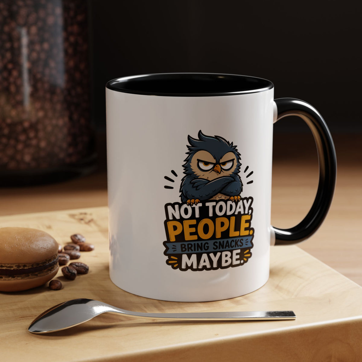 Not Today People Mug, Funny Owl Coffee Cup, Introvert Humor Gift for Coworker, Funny Snack Lover Present, Sarcastic Office Drinkware