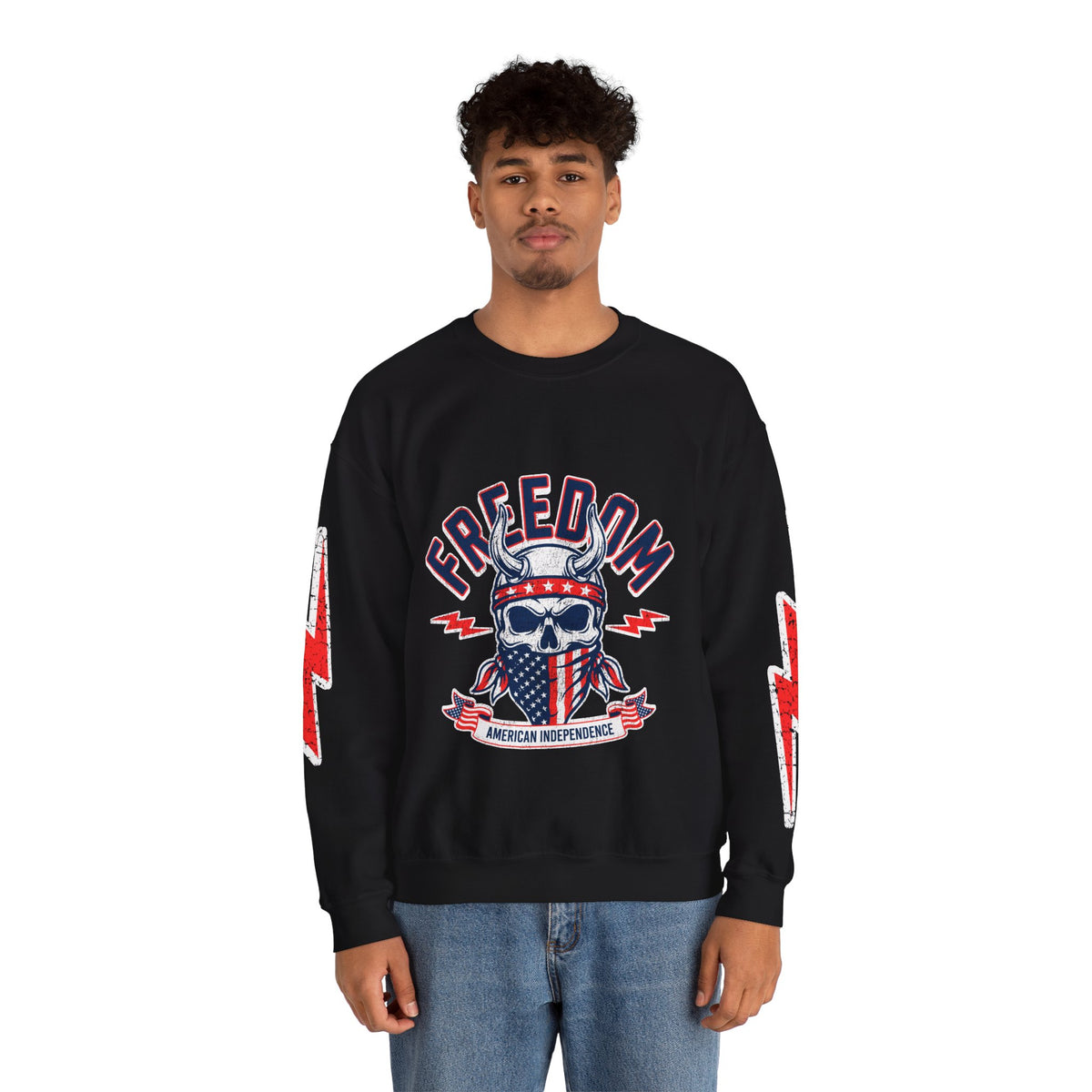 Freedom American Independence Sweatshirt, Patriotic Skull Crewneck, USA Flag Pullover, Fourth of July Outfit, Americana Gift for Him