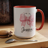Personalized Nurse Mug, Custom Nurse Name Coffee Mug, Pink Stethoscope Gift, RN Appreciation Gift, Nurse Graduation Cup
