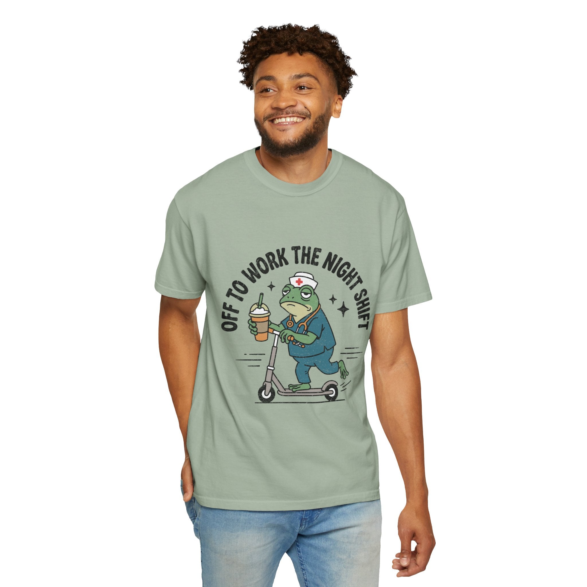 Night Shift Nurse Comfort Colors Shirt, Funny Nurse Frog Tee, Healthcare Worker Gift, RN CNA Nursing School Graduate Shirt