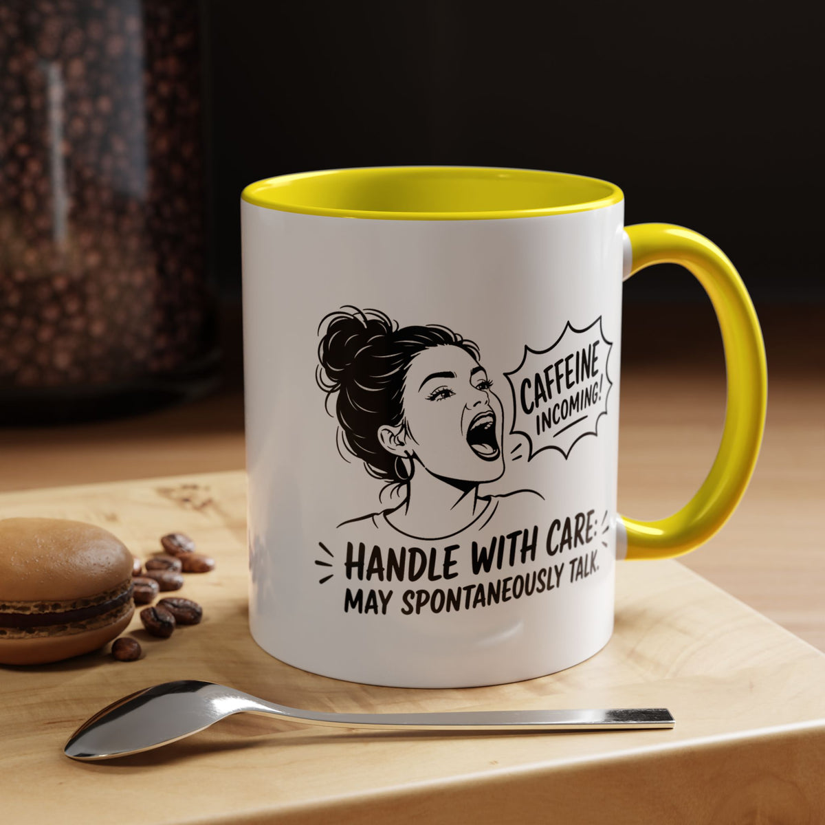 Funny Coffee Lover Mug, Caffeine Incoming Coffee Cup, Handle With Care Mug, Funny Coworker Gift, Office Humor Mug for Women
