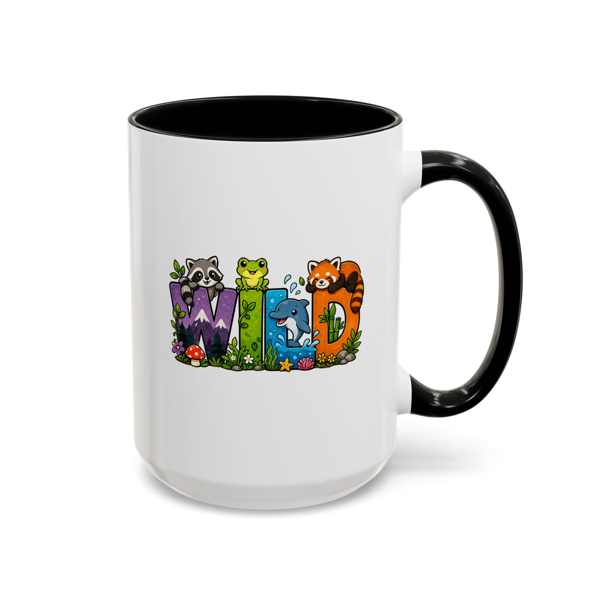 Wild Animal Mug, Colorful Nature Coffee Cup, Cute Wildlife Lover Gift for Kids, Zoo Teacher Classroom Drinkware, Birthday Present for Kids