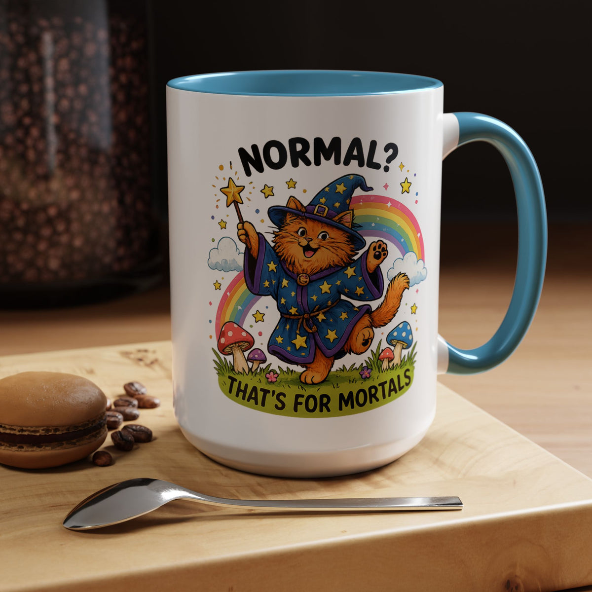 Funny Wizard Cat Mug, Normal That's For Mortals Coffee Mug, Magical Cat Lover Gift, Fantasy Wizard Kitty Mug for Book Lovers