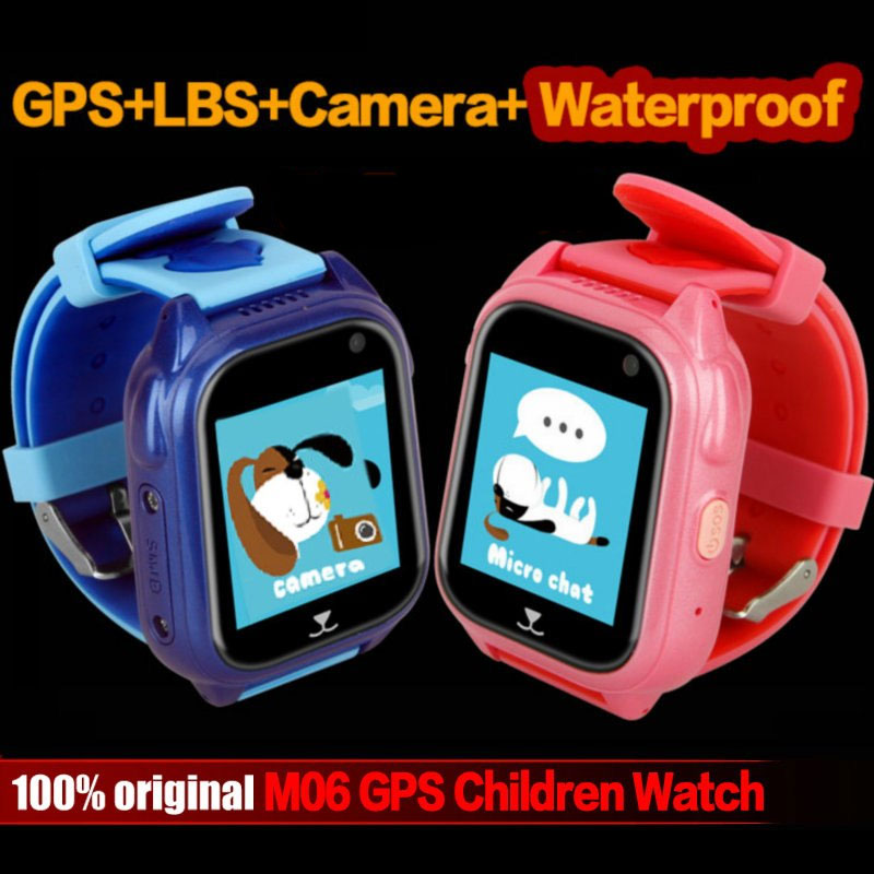 Blue and pink kids GPS smart watch with camera and cartoon dog chat screen