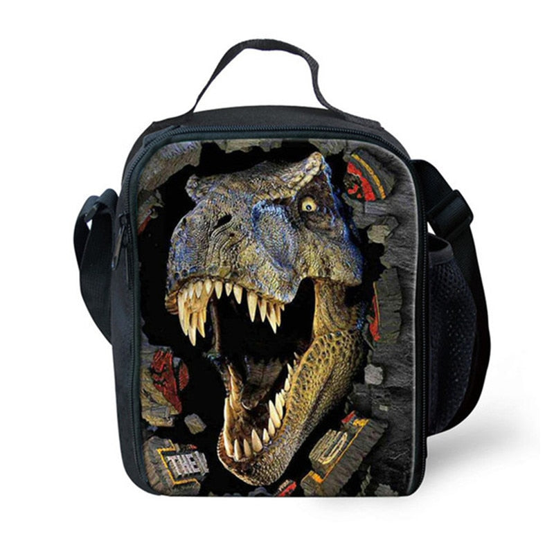 Kids' 3D Dinosaur Print School Backpack Set, 800D Polyester, Book Bag for Boys