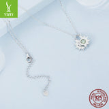 Silver Charm Original Sparkling Sun Moon Necklace Female Personality Trendy Sun Moon s925 Pure Silver Clavicle Chain