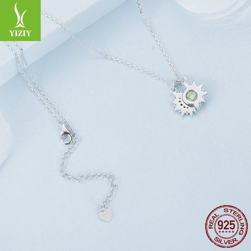 Silver Charm Original Sparkling Sun Moon Necklace Female Personality Trendy Sun Moon s925 Pure Silver Clavicle Chain