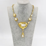 Royal style retro micro inlaid Baroque pearl natural freshwater pearl women's collarbone necklace