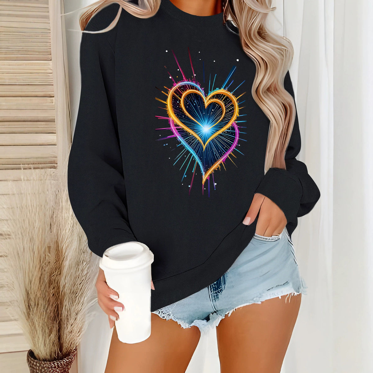 Loose velvet sweatshirt