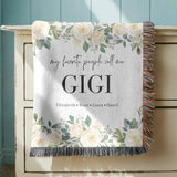 Personalized Gigi Gift Woven Blanket Custom Grandma Name Blanket Grandmother Floral Throw Mothers Day Gift
