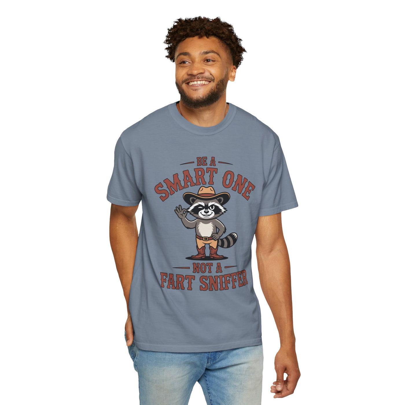 Funny Raccoon Shirt, Be A Smart One Not A Fart Sniffer Tee, Cowboy Raccoon Graphic T-Shirt, Funny Western Animal Gift