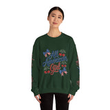 All American Girl Sweatshirt, Patriotic Womens Pullover, USA Flag Cherry Top, Vintage Americana Style, Fourth of July Gift