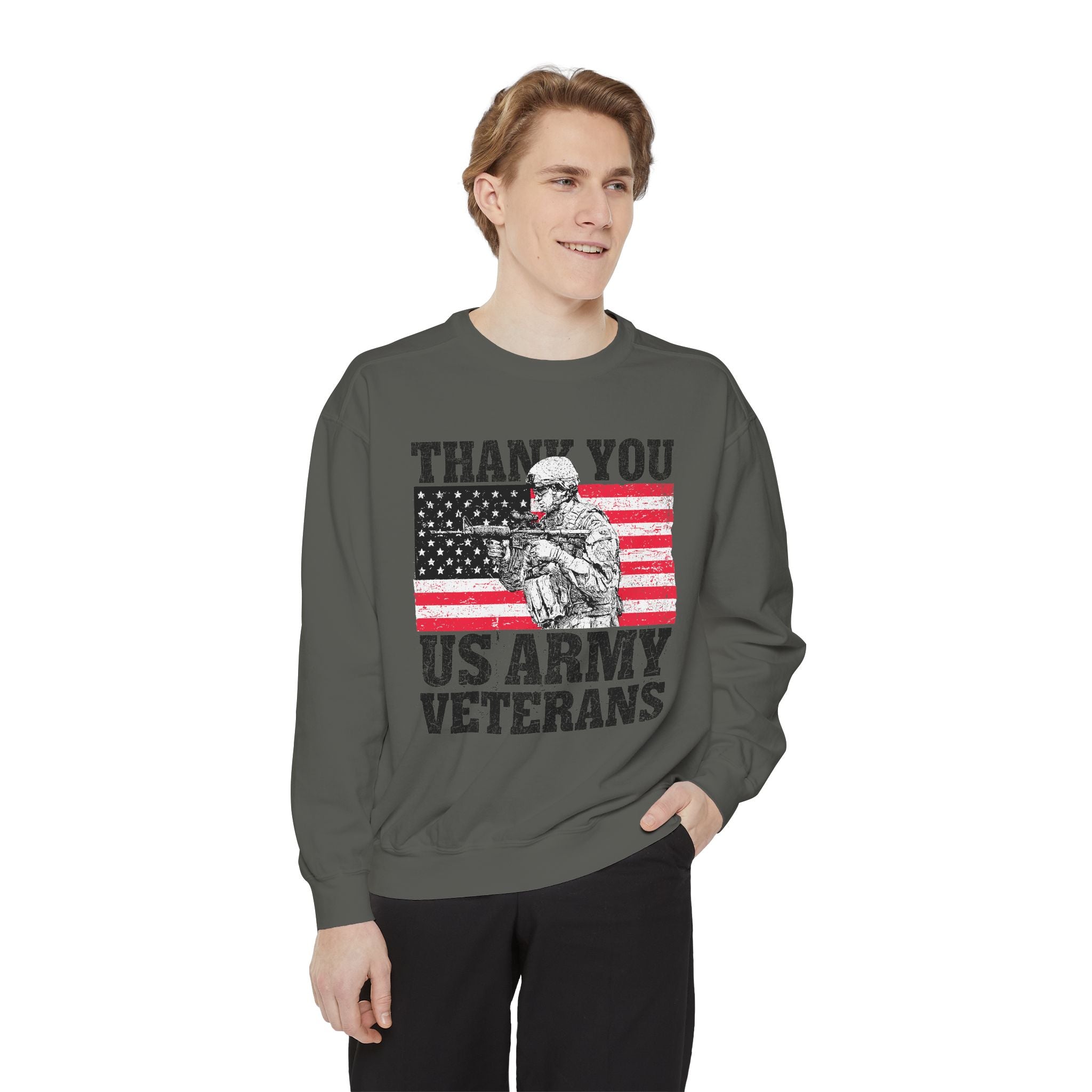 Thank You US Army Veterans Sweatshirt, Patriotic Soldier Crewneck, Military Appreciation Gift, American Flag Pullover for Veterans Day