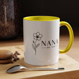 Personalized Name Mug, Floral Black Accent Coffee Cup with Custom Established Year, Grandmother Gift for Birthday, Mother's Day or Christmas