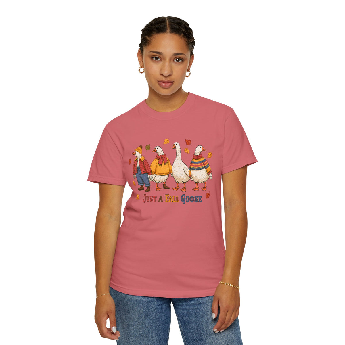 Funny Fall Goose Shirt, Just a Fall Goose Autumn Graphic Tee, Cute Cozy Gift for Bird Lover, Thanksgiving and October Outfit for Her