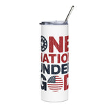 One Nation Under God Skinny Tumbler, Patriotic Travel Cup, American Flag Drinkware, Faith Inspired Gift, USA Gift, Fourth of July Cup