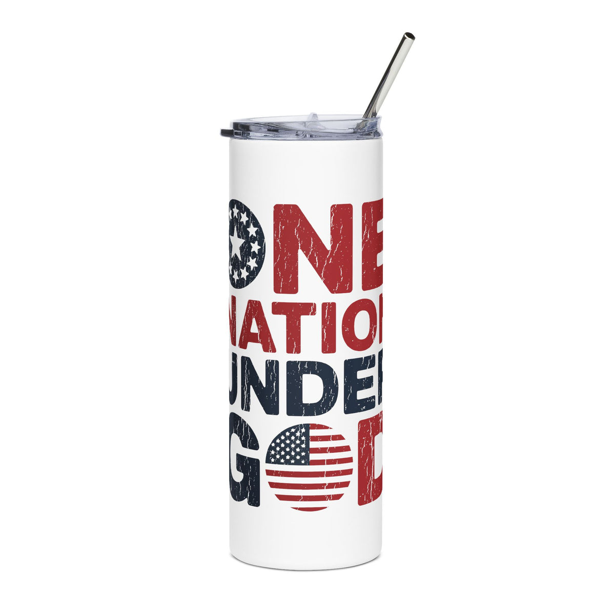 One Nation Under God Skinny Tumbler, Patriotic Travel Cup, American Flag Drinkware, Faith Inspired Gift, USA Gift, Fourth of July Cup