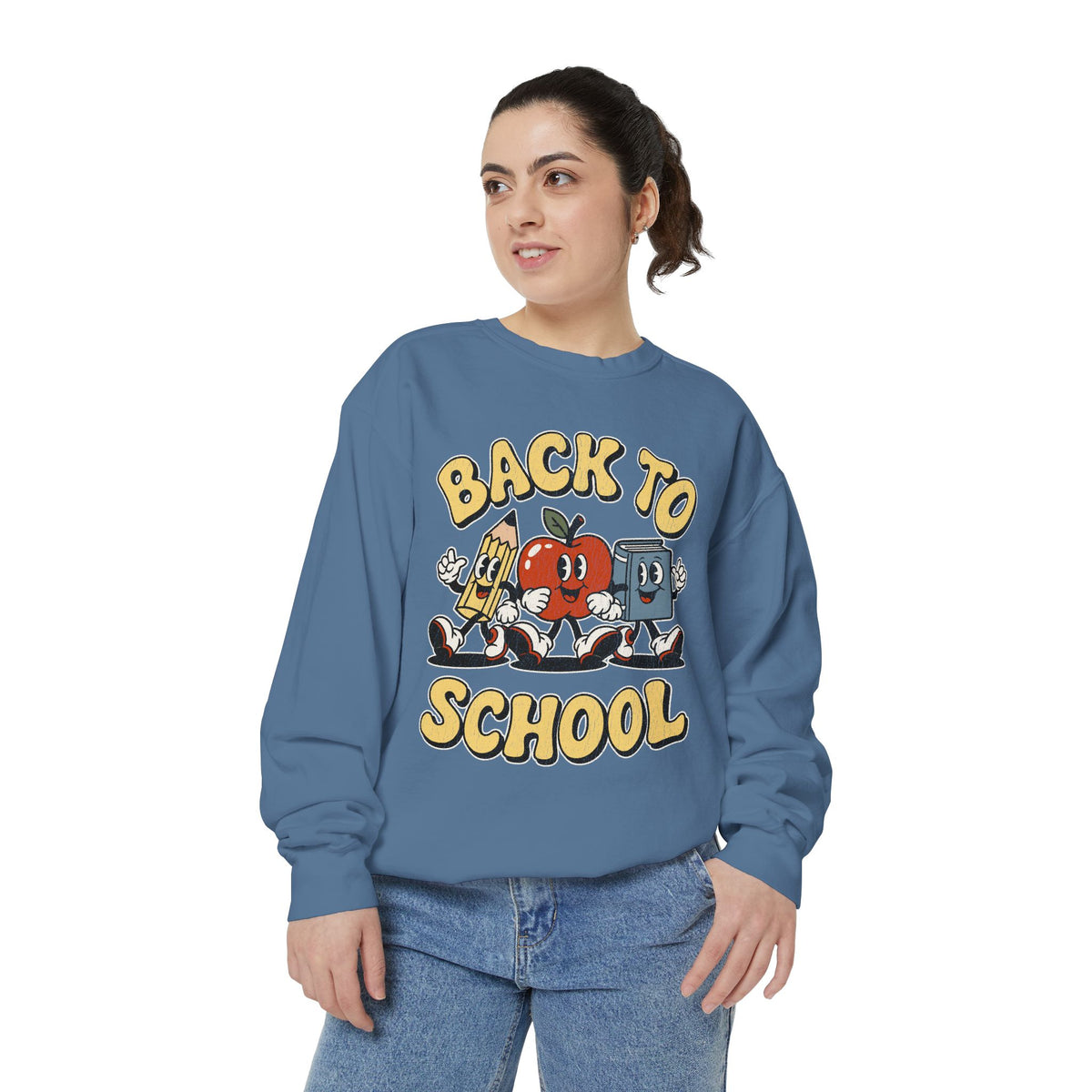 Back to School Sweatshirt, Retro Apple Pencil and Book Pullover, Teacher Crewneck, First Day Classroom Outfit, Educator Gift, School Staff