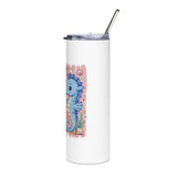 Happy to Sea You Skinny Tumbler, Cute Seahorse Travel Cup, Ocean Lover Gift, Stainless Steel Drinkware, Beach Vacation Gift for Her