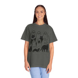 Ghost Cat Halloween Shirt, Cute Spooky Cats and Ghosts Graphic Tee, Cozy Pet Lover Gift, Minimal Black and White Fall Outfit for Women