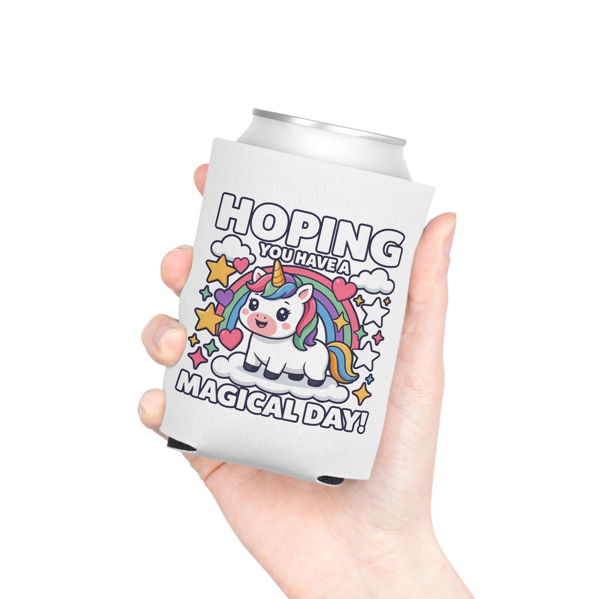 Unicorn Can Cooler, Hoping You Have a Magical Day Drink Sleeve, Rainbow Unicorn Gift, Cute Party Favor, Fantasy Lover Gift, Birthday Gift