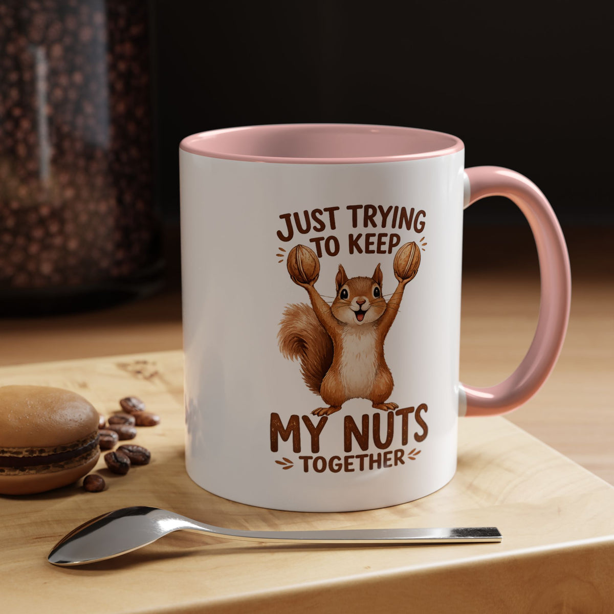 Funny Squirrel Coffee Mug, Just Trying To Keep My Nuts Together Mug, Cute Squirrel Mug, Woodland Animal Gift for Nature Lovers