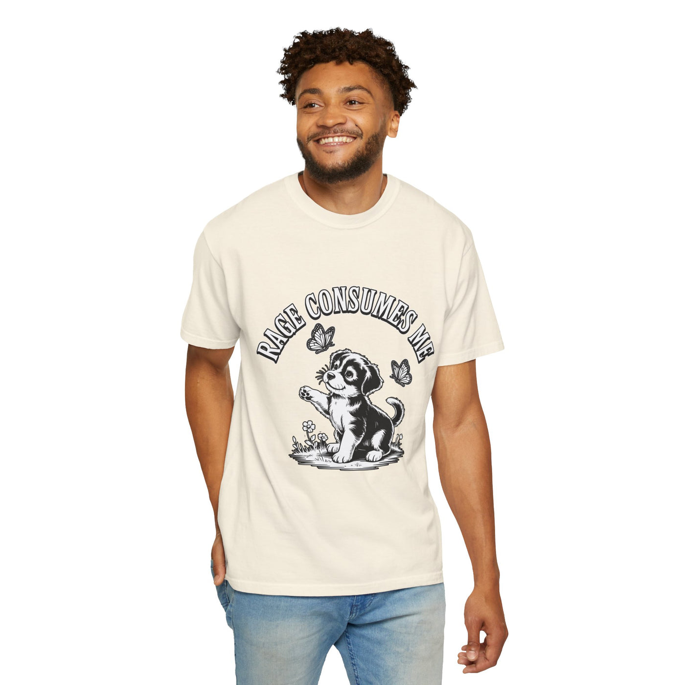 Funny Dog Lover Comfort Shirt, Rage Consumes Me Puppy Graphic Tee, Cute Sarcastic Dog Tshirt for Pet Owners and Introverts