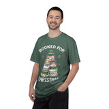 Booked for Christmas Shirt, Book Lover Holiday T-Shirt, Christmas Tree Books Tee, Cozy Reading Gift for Librarian, Teacher or Bookworm