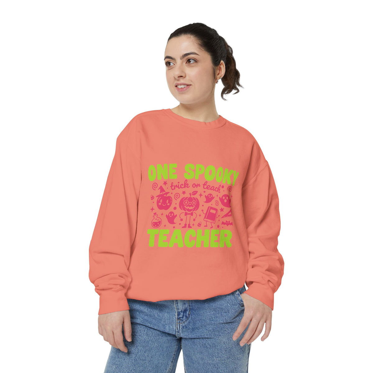 One Spooky Teacher Sweatshirt, Trick or Teach Halloween Crewneck, Cute Educator Gift, Spooky Classroom Shirt, Cute Fall School Outfit