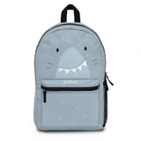 Personalized Shark Backpack for Kids, Custom Name School Bag, Light Blue Ocean Animal Design, Cute Nautical Bookbag