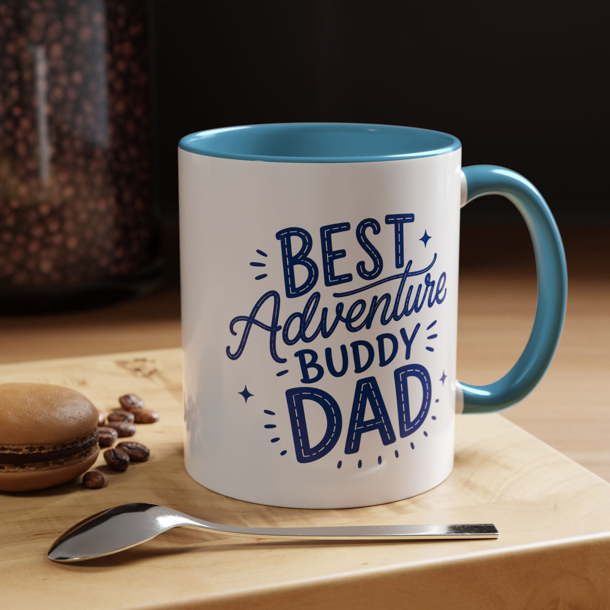 Best Adventure Buddy Dad Coffee Mug, Father's Day Gift from Kids, Travel and Hiking Outdoor Papa Ceramic Tea Cup with Black Handle