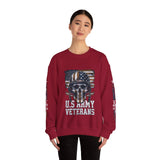 US Army Veterans Sweatshirt, Military Skull Crewneck, American Flag Veteran Pullover, Army Veteran Gift, Memorial Day or Veterans Day
