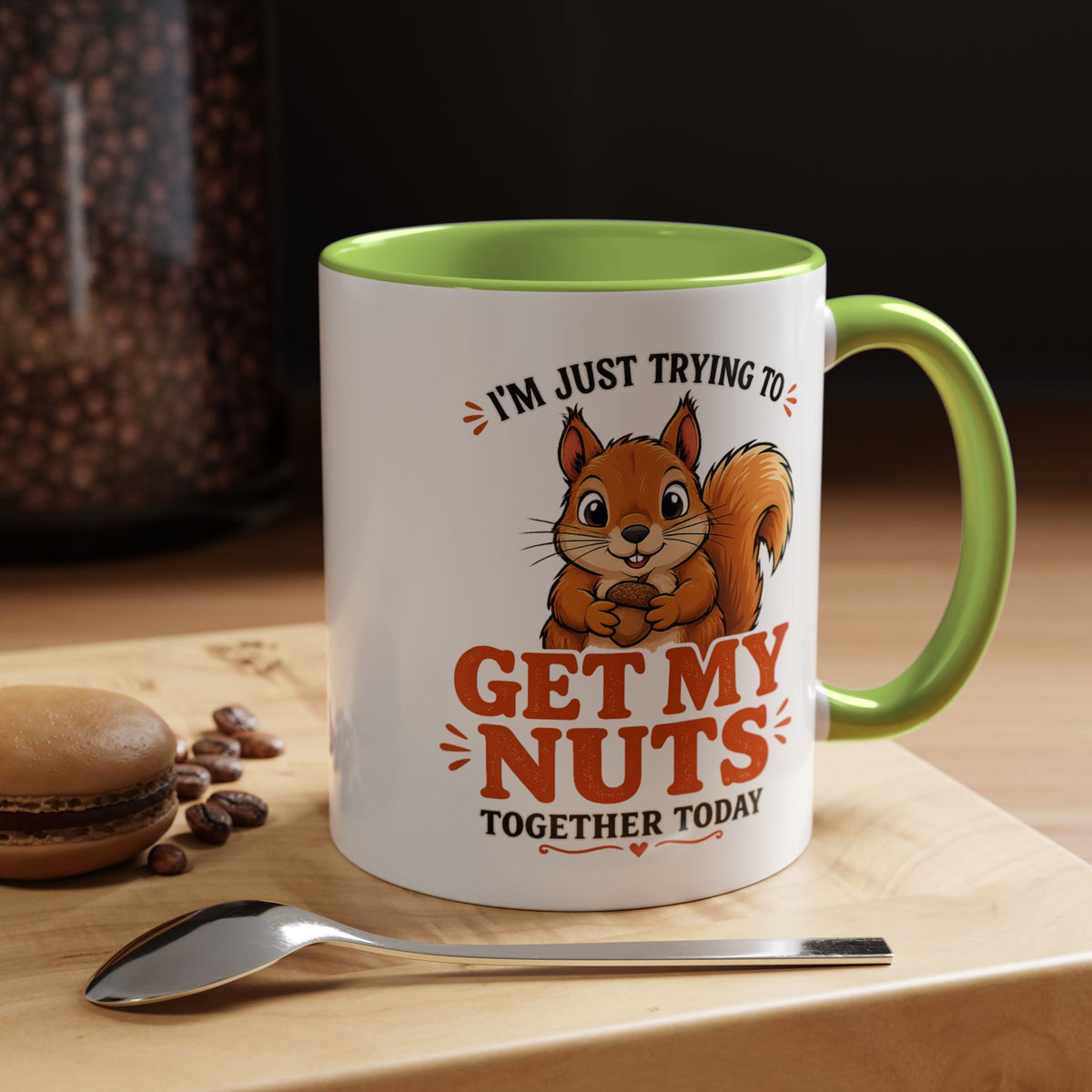 Funny Squirrel Coffee Mug, Get My Nuts Together Today Mug, Cute Squirrel Mug, Sarcastic Work Humor Gift, Woodland Animal Coffee Cup