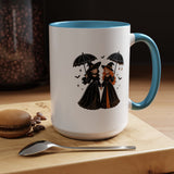 Witch Best Friends Mug, Gothic Halloween Black Accent Coffee Cup, Cute Matching Costume Gift for Bestie, Sister, Girlfriend or Partner