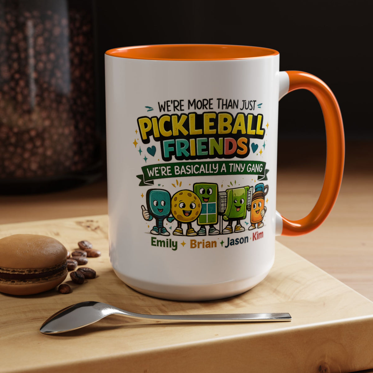 Personalized Pickleball Friends Mug, Custom Pickleball Team Coffee Mug with Names, Funny Pickleball Gift for Teammates and Best Friends