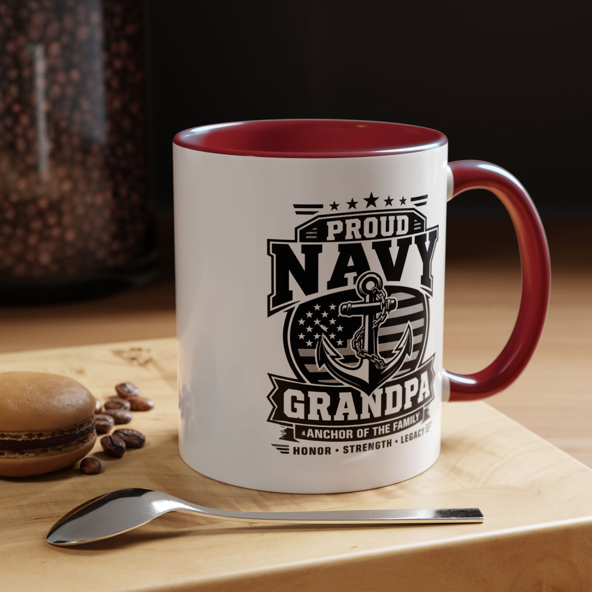 Proud Navy Grandpa Mug, US Navy Veteran Coffee Cup, Patriotic Military Grandfather Gift, Anchor of the Family Birthday Present