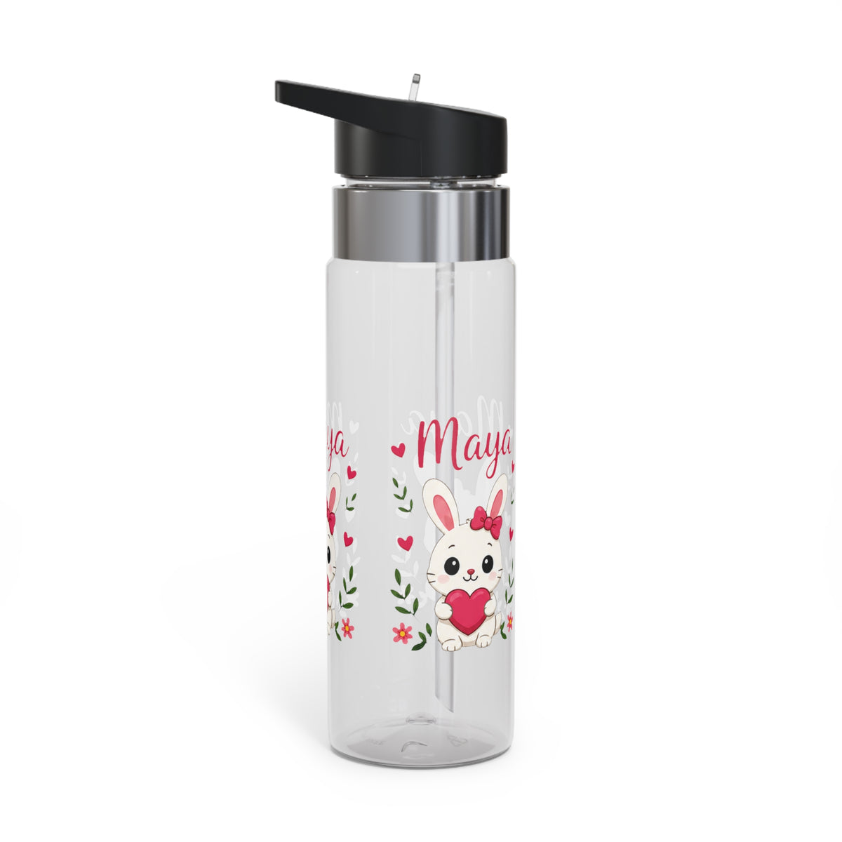 Personalized Bunny Kids Water Bottle, Cute Rabbit Girl Gift, Valentine Animal Bottle, Baby Birthday Gift, Pink School Bottle for Girls