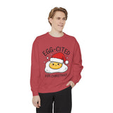 Egg-Cited for Christmas Sweatshirt, Funny Fried Egg Crewneck, Cute Food Pun Holiday Pullover, Christmas Breakfast Gift for Brunch Lover