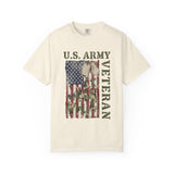 US Army Veteran Shirt, American Flag Camo T-Shirt, Military Dog Tag Tee, Patriotic Gift for Soldier, Retirement or Veterans Day Top