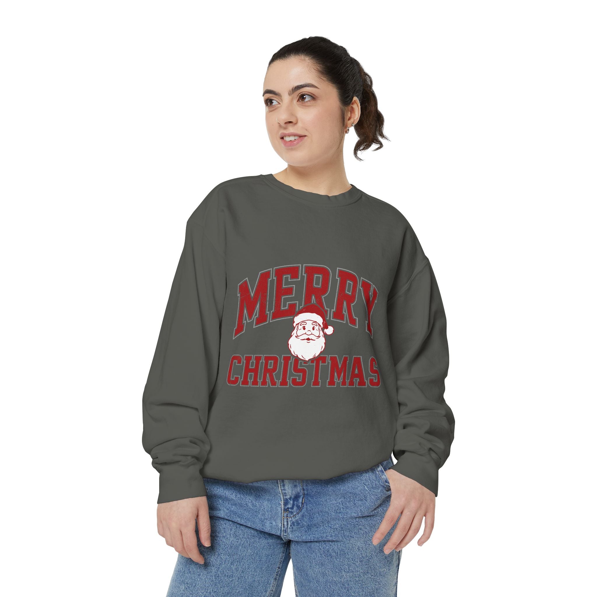 Merry Christmas Santa Sweatshirt, Vintage Holiday Crewneck, Festive Christmas Party Pullover, Retro Santa Claus Gift for Family Photos